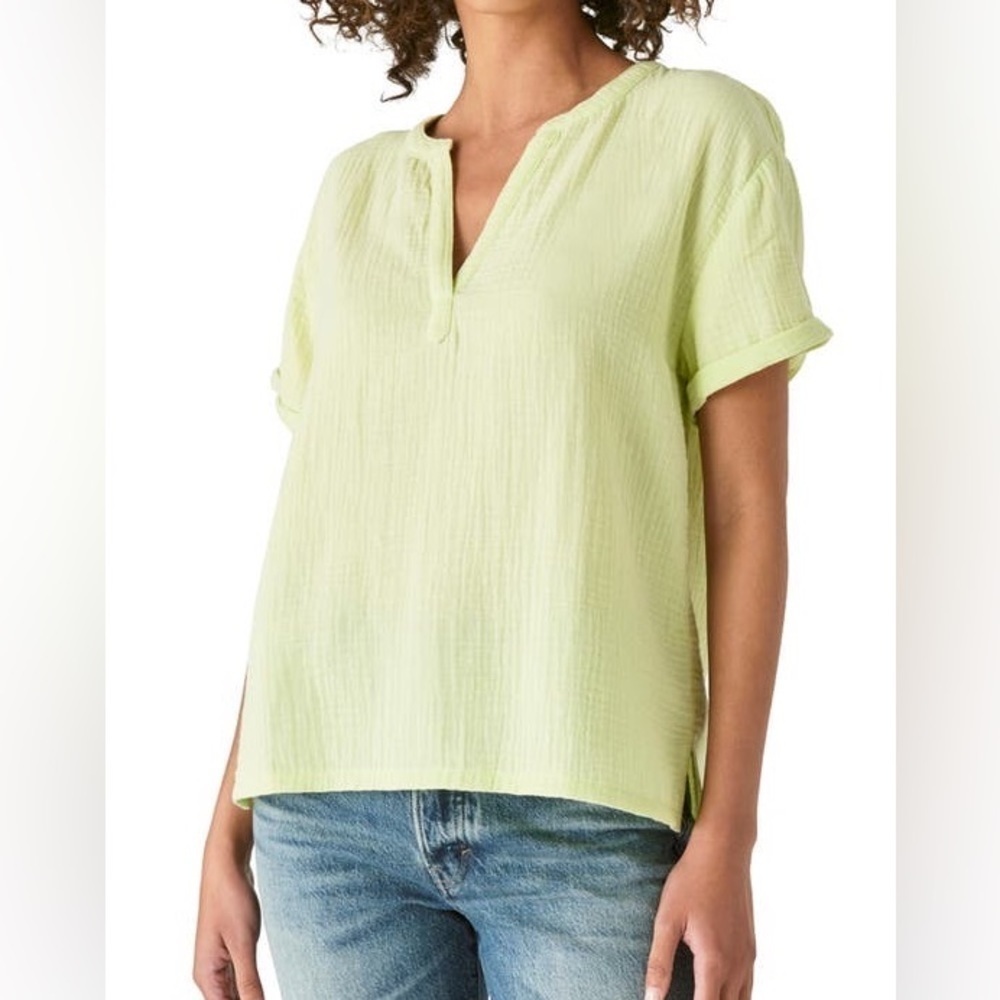 🆕 Lucky Brand Popover Women Gauze Top in Citron